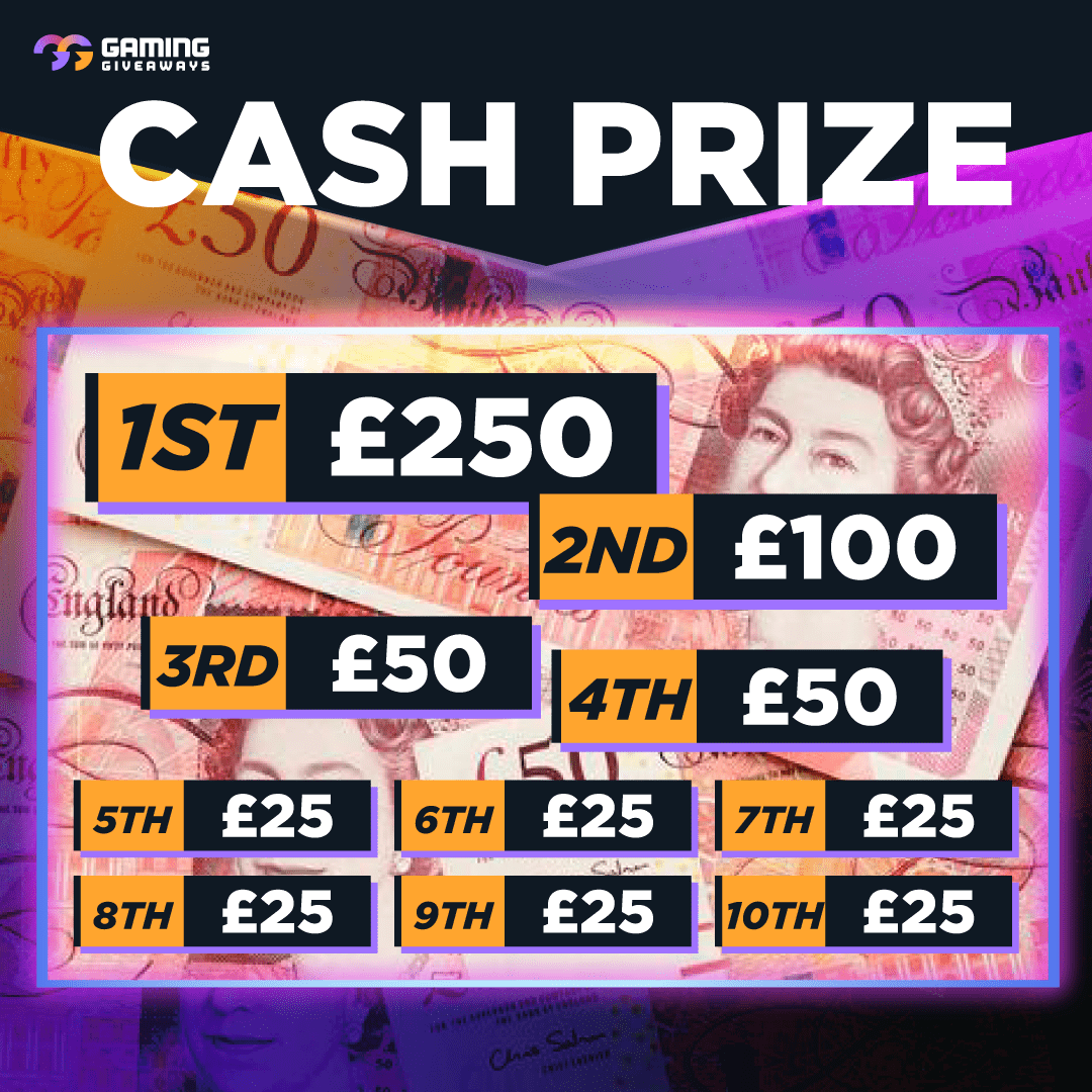 Cash Prizes £££ (10 Cash Winners) 4 Gaming Giveaways