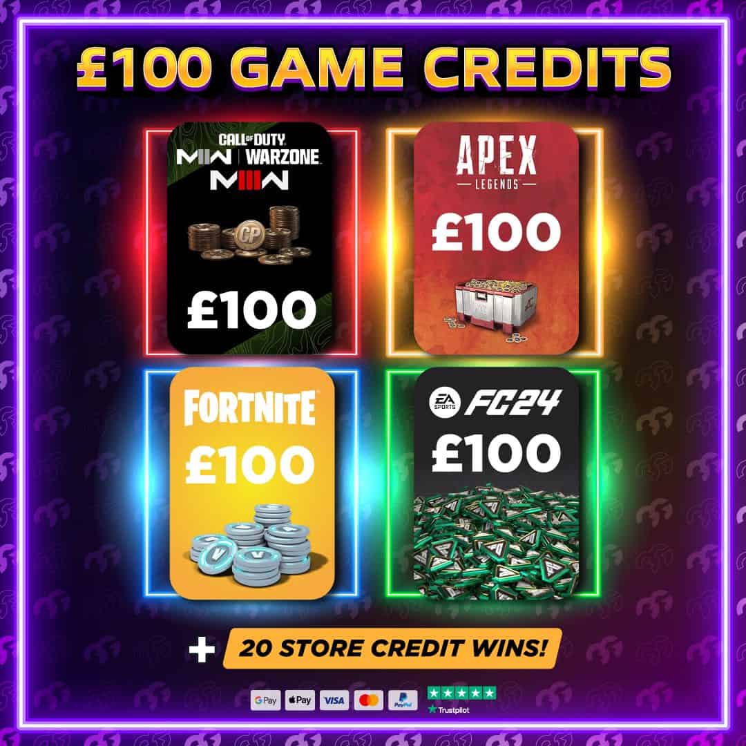 £100 Game Credit + 20 Store Credit Instant Wins Gaming Giveaways